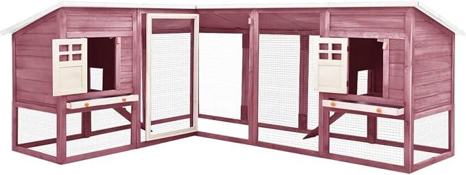 Kaninchenstall Kaninchenkäfig Tierhaus Mit 2 Rampen,Hasenstall Kleintierhaus Kleintierstall für Kaninchen,Gehege Häuschen Kippdach,Massives Tannenholz,Sperrholz,verzinkter Stahl
