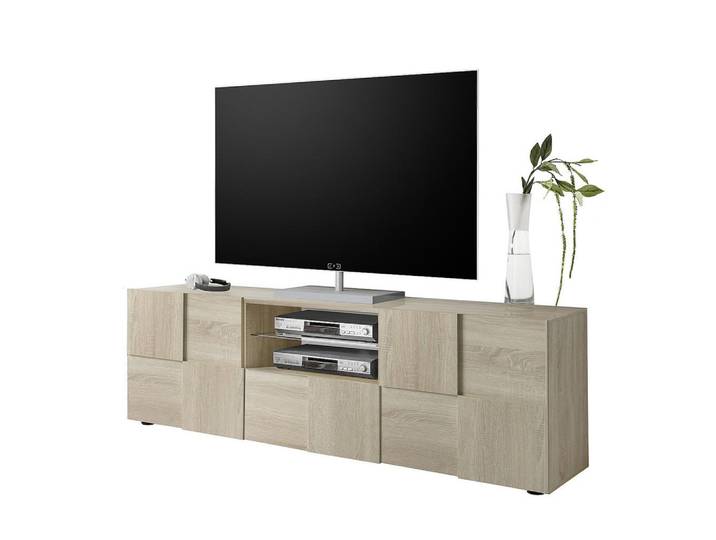 Calicosy Tv-Möbel 2 Türen 1 Schublade L181 cm - Dama, Eichefarben, 42x57x44.8 cm, Wohnzimmer, TV Möbel, Lowboards, Lowboards stehend