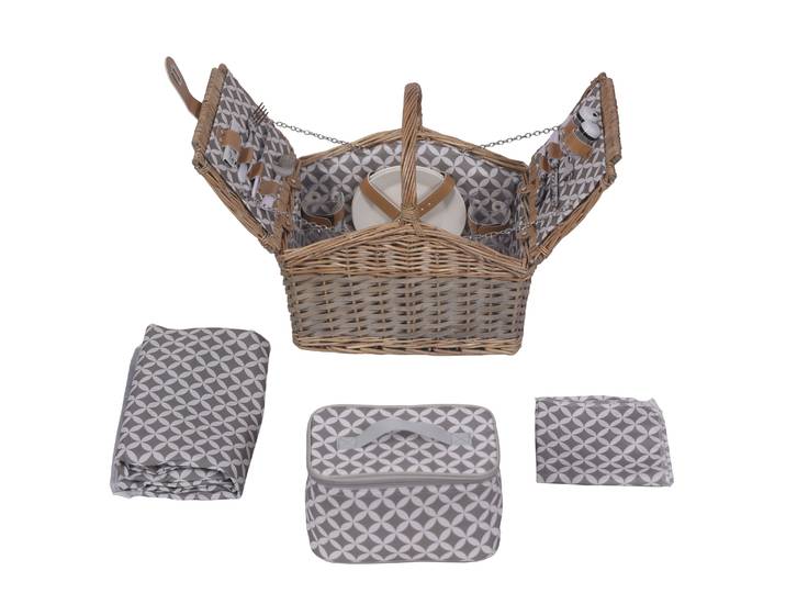Picknickkorb Set für 4 Personen 36 x 28 x 28 cm