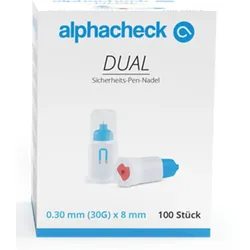 Alphacheck Dual Sicherheits-Pen-Nadel 30G X 8 Mm 100 ST