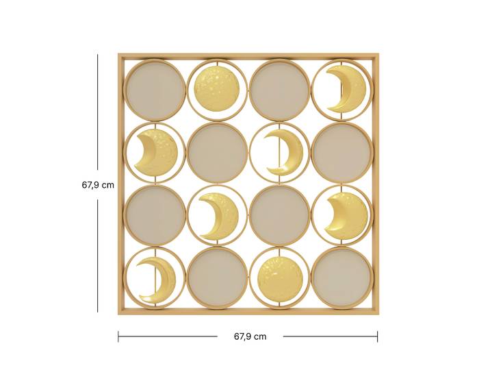 HOMCOM Décoration Murale Phases Lunaires Métal Doré 16 Disques