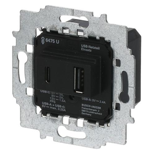 Busch-Jaeger Netzteil-Einsatz USB A+C 6475 U (18 W, 2 Ports) (2CKA006400A0398)