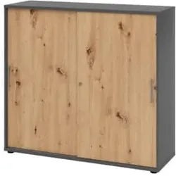 Schiebetürenschrank, 3 OH, graphit/asteiche