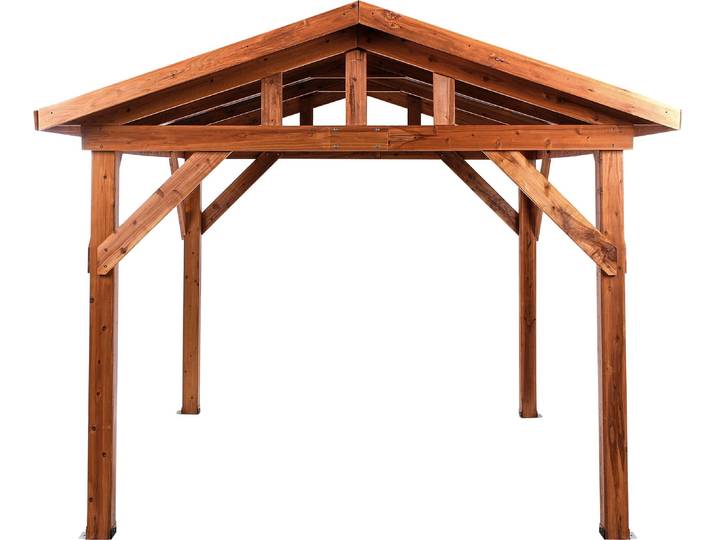 BELIANI Pavillon Hellbraun u. Grau Tannenholz mit Festem Metalldach Rechteckig 296x350 cm Feststehend Modern Rustikal Holzpavillon für Garten Terrasse