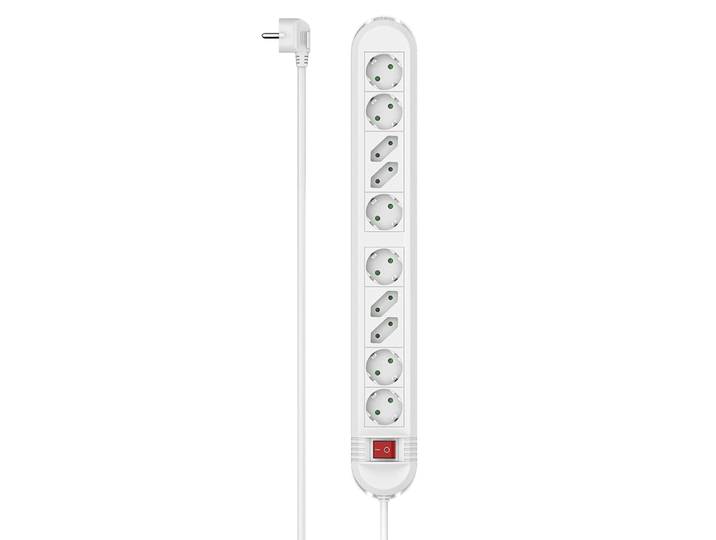 Hama 00223041, 1,5 m, Drinnen, Typ C, Typ F, Abgewinkelt, Weiß, 10 AC-Ausgänge