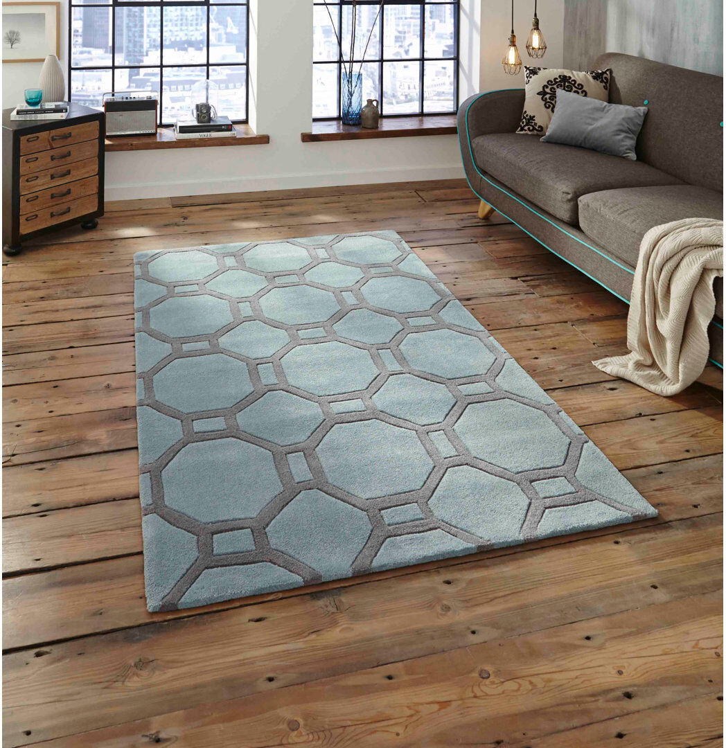 Sol 27 Outdoor Morrison area rug Hand Tufted Rectangle Blue/Grey Blue/Grey Rectangle 153 x 235cm