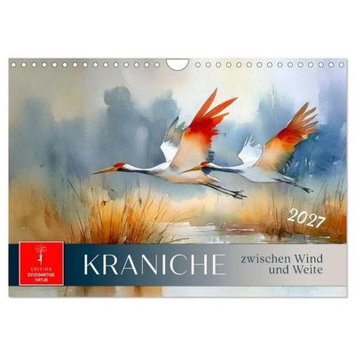Kraniche zwischen Wind und Weite (Wandkalender 2027 DIN A4 quer), CALVENDO Monatskalender