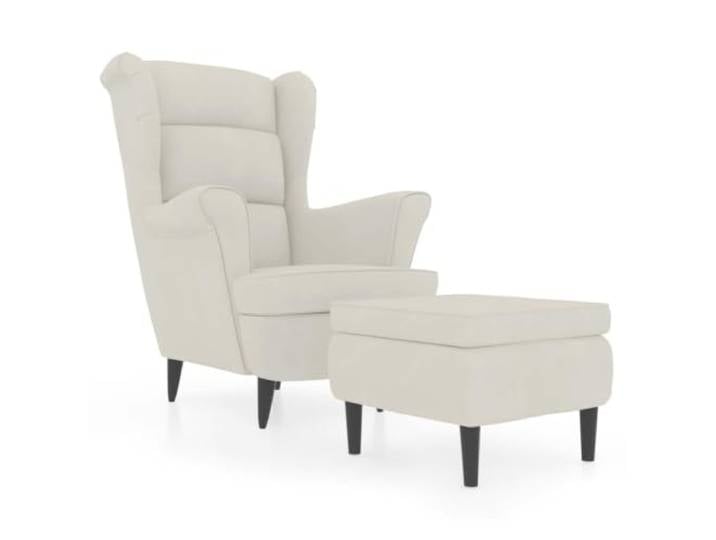 Heofavd Ohrensessel mit Hocker 2-Teilig Relaxsessel Samt Creme