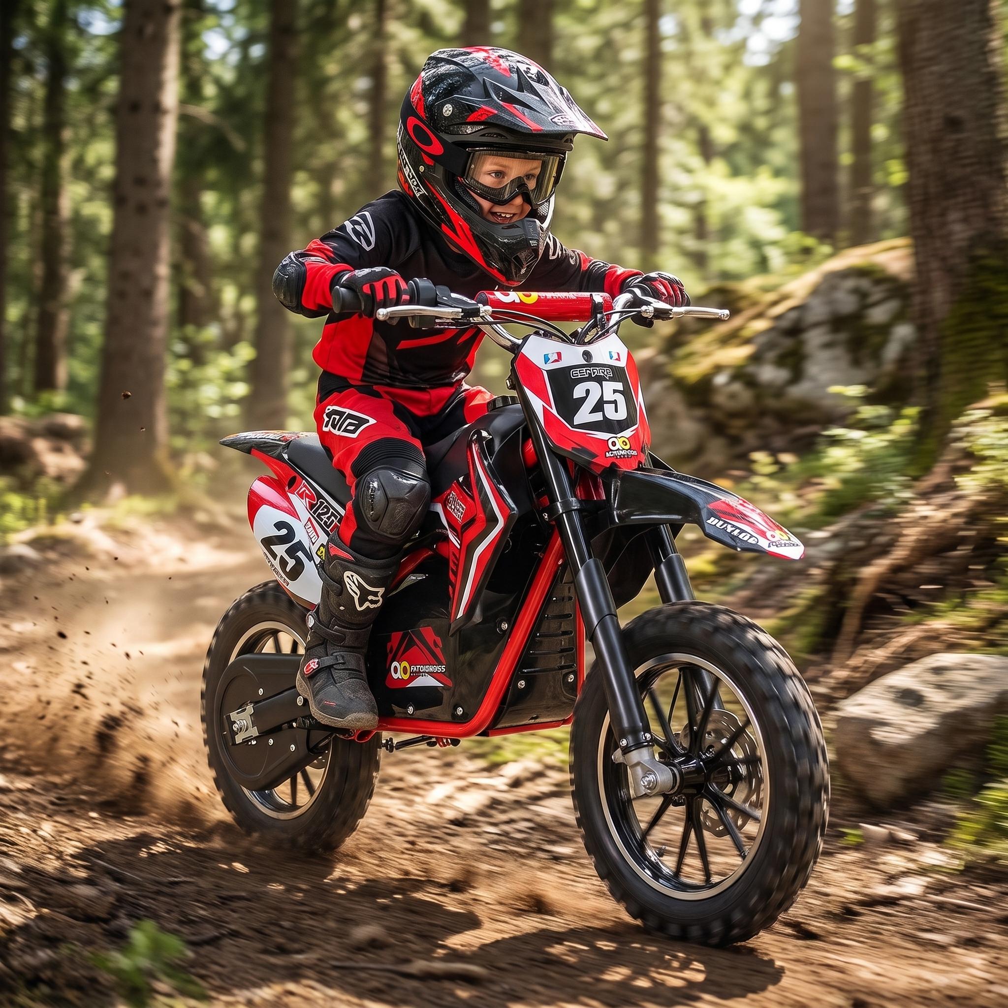 Actionbikes Motors Kinder Mini Enduro Elektro Crossbike | 500 Watt - Bis 24 km/h - Motocross - Pocketbike - Cross Bike - Motorrad - Dirt Bike (Rot)