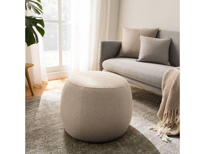 Repose-pieds capitonné LOVELOCK 59 x 45 x 59cm Beige Tissu Deran: Crème