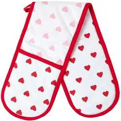 DOPPEL-OFENHANDSCHUH Herzen 18/84 cm, Baumwolle wattiert