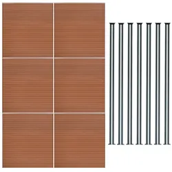WPC Sichtschutzzaun x6 & LED Zaunpfosten x7 - Braun