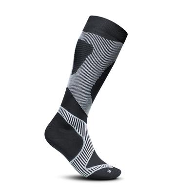 Sportsocken BAUERFEIND "RUN PERFORMANCE COMPRESSION SOCKS", Damen, Gr. 35-38, Sockengröße, schwarz-weiß (schwarz, l), Obermaterial: 77% Polyamid, 18% Polypropylen, 5% Elasthan, Socken Sportsocken, atmungsaktives High-Performance-Gestrick, gezielte...