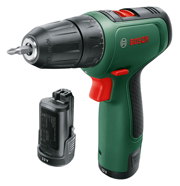 Bosch Akku-Bohrschrauber EasyDrill 1200, 2 x Akku PBA 12V 1.5Ah, 34tlg. Zubehör-Set 06039D3008