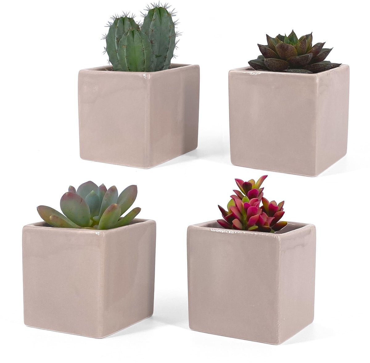 Merkloze set van 4 vierkante keramische vazen voor indoor decoratie