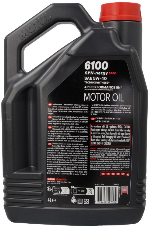 Motoröl MOTUL 112926 6100 SYN-NER S 5W40 4L