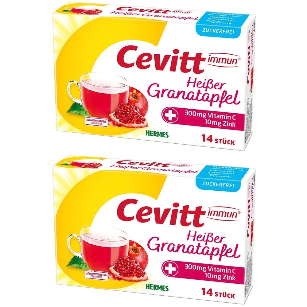 Cevitt immun heißer Granatapfel zuckerfrei Gran. 2x 2x14 St Granulat