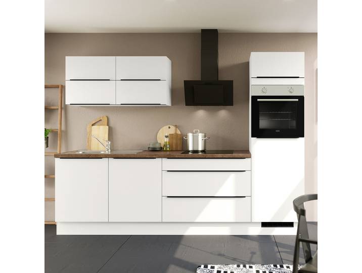 Autarke Küchenzeile Impuls 280 cm 280 x 206 x 60cm Ausrichtung rechts Weiß/Weiß
