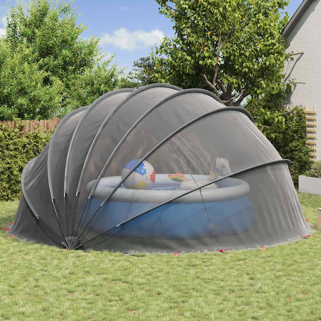 vidaXL Dôme de piscine 592 x 590 x 275 cm Noir