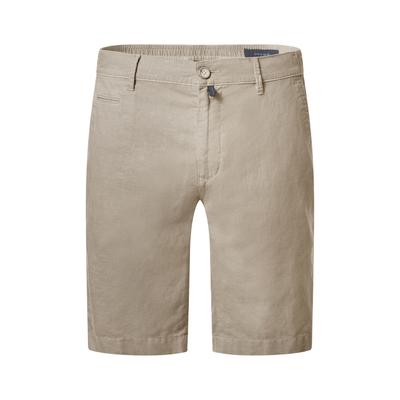 Chinohose PIERRE CARDIN "Pierre Cardin Shorts Strasbourg", Herren, Gr. 35, N-Gr, grau (oyster gray), Obermaterial: 55% Leinen LI. 45% Baumwolle CO., uni, regular fit, Hosen Chinohose, im regular fit