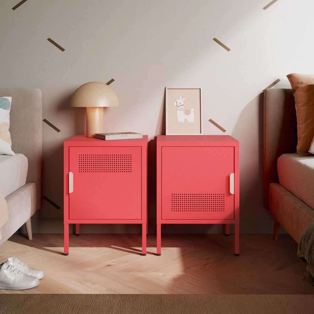 Drawer Mesita de noche con 1 puerta de metal l40cm - rosa