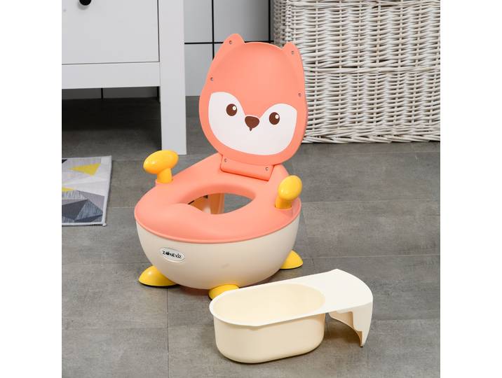 ZONEKIZ Pot pour Enfants de 0,5 à 3 Ans, Antidérapant, Pot Intérieur, Pare-éclaboussures, Design Renard, 34,5 x 35 x 23 cm