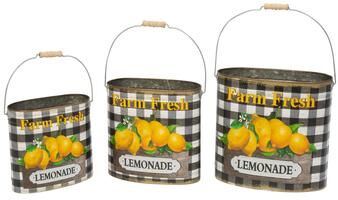 Gerson International Nesting Metal Farmhouse Style Lemon Buckets