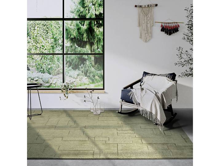 Wollteppich Wilhelmine Grün/Grün 80 x 150cm Baumwollstoff/Wolle
