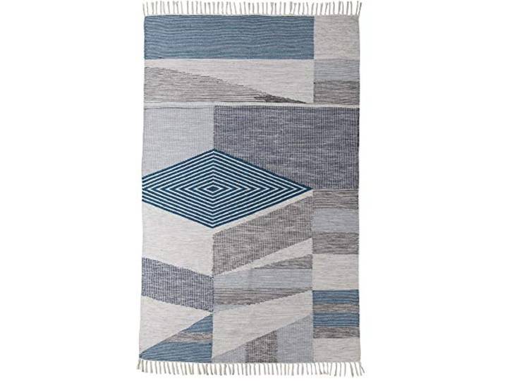 Kelim Teppich aus 80% Schurwolle + 20% Baumwolle; handgearbeitet und nachhaltig Scandi-Style Flachgewebe 140 x 200 cm; Farbe: Türkis Multi Tom Tailor - Vintage
