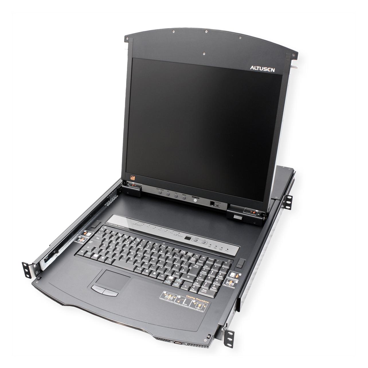 Aten KL1508AiN IT Cat.5 KVM over IP Switch 8-Port, 19"-LCD, Dual-Rail, IT-Layout (KL1508AiN IT)