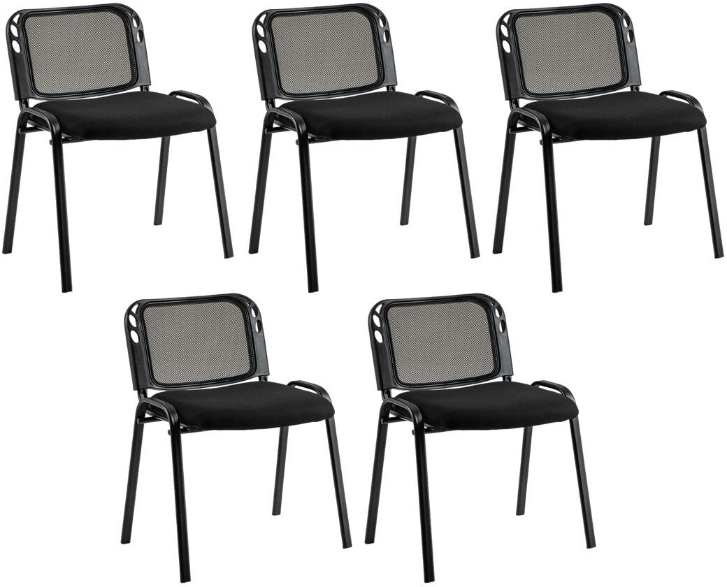 17 Stories Stackable Reception Guest Chairs Set Of 5 Waiting Room Chairs -Black 1