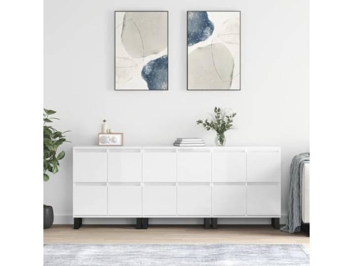 RJPLMFV Anrichten, 3 Stück, weiß, glänzend, Holz Aufbewahrungsschrank, langlebig, feuchtigkeitsbeständig, Regal für Display, Wandbefestigung inklusive