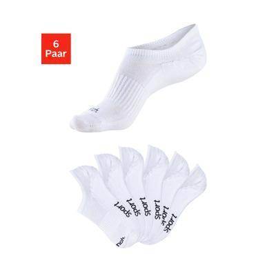 Sneakersocken BENCH., Herren, Gr. 39-42, weiß (6x weiß), Baumwollmischung, unifarben, elastisch, Socken Sneakersocken, nicht sichtbar in Sneakern