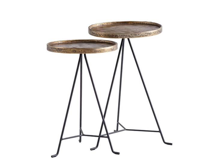 Livetastic Beistelltischset, Goldfarben, Metall, 2-teilig, rund, konisch, einfacher Aufbau, Wohnzimmer, Wohnzimmertische, Beistelltisch