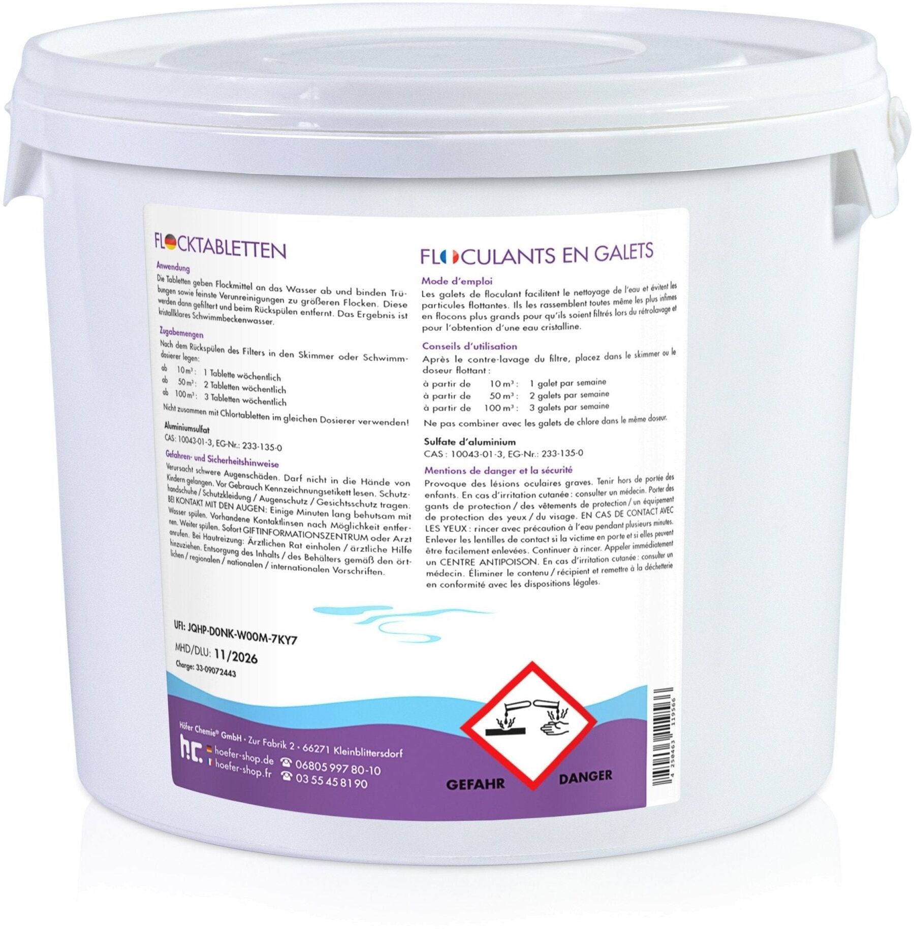 Höfer Chemie GmbH 4x 5 kg  Floculant en galets (100g)