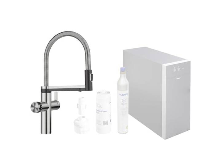 BLANCO CHOICE Icona Küchenarmatur aus massiv Edelstahl [17x25x45 cm] all-in-one Armatur Inkl. App zum Individualisieren