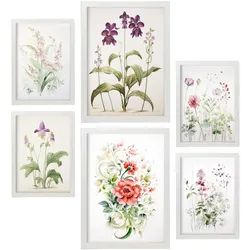 POSTER Set Mit 6 Orchideen & Nelken A3 & A4 Weißer Rahmen