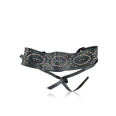 Ledergürtel "Laurine", Damen, Gr. onesize, schwarz, Leder, COLLEZIONE ALESSANDRO, geprägtes Muster, Gürtel Ledergürtel, mit Nieten und Strass besetzt