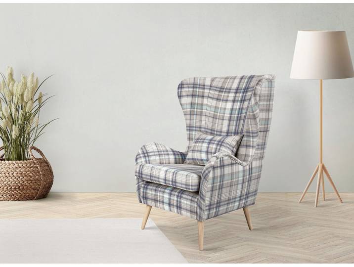 Sessel HOME AFFAIRE Charles Ohrensessel , blau (beige, hellblau), B:78cm H:118cm T:94cm, 100% Polyester, Sessel, Sessel, gross und gemütlich in modernem Design