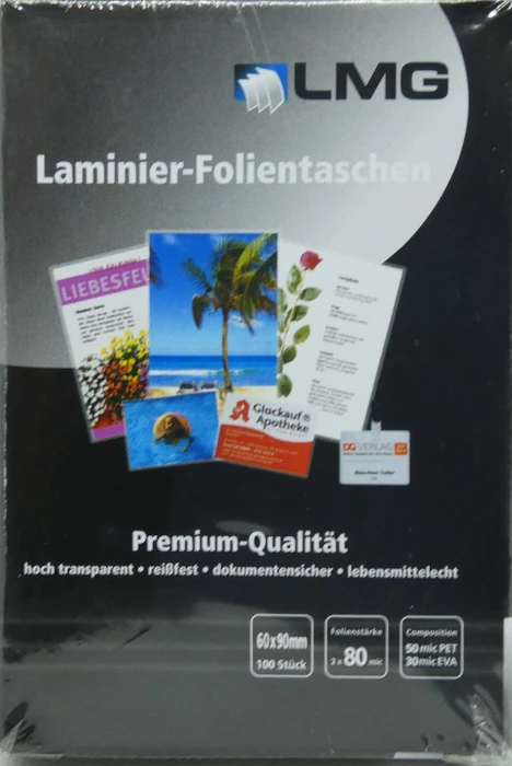 LMG 100 Laminierfolien glänzend für Visitenkartenformat 80 micron