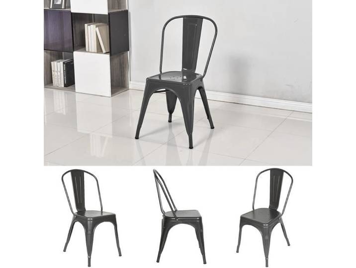 Chaises à manger basse - AGNESG - Gris foncé - Métal fer - 4 places - Intérieur - SUPFINE