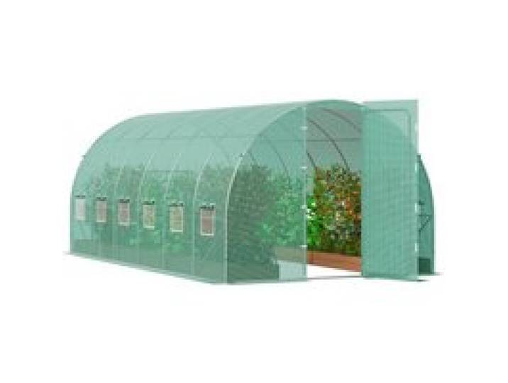 VEVOR begehbares Tunnel-Gewächshaus, 6,8 x 2,3 x 2,3 m, Foliengewächshaus-Tunnel, Pflanzen-Gewächshaus mit verzinktem Stahlrahmen, grüner PE-Abdeckung, Schwingtür und 12 Rollfenstern für den Außenbereich
