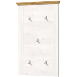 GARDEROBENPANEEL weiß Lärche Landhaus 68 cm, Flurgarderobe mit 5 Kleiderhaken