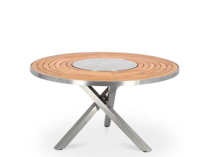 Gartentisch Edelstahl Teak Premium rund