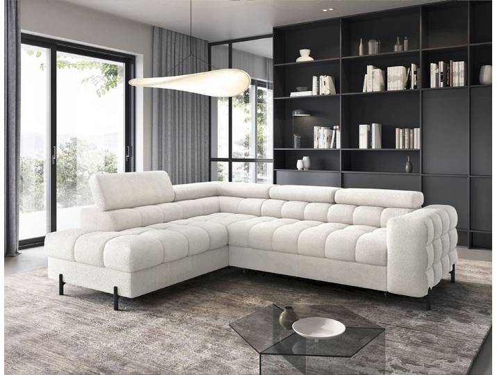 Lukas Möbel Ecksofa Ecksofa Frida mit Bettfunktion in Bubble Look, mit Schlaffunktion, Bettkasten, in Bubble-Look