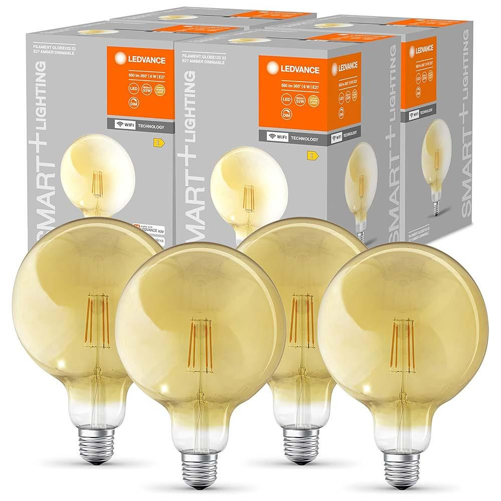Ledvance Smart+ Filament G125 Globe LED-lamp 6W E27 Gold 2400K Extra Warmwit 4 stuks