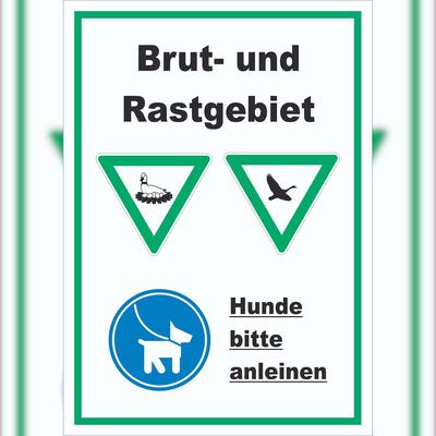Brut- und Rastgebiet Hund anleinen hochkant Schild A5 (148x210mm)