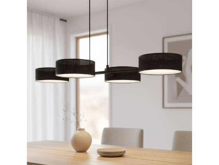 Pendelleuchte Drumz Typ A 80 x 120 x 46cm Schwarz/Schwarz 4 Mischgewebe E14