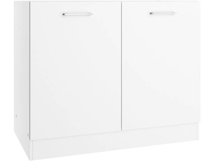 Spülenschrank KOCHSTATION KS-Milan , weiss (weiß), B:100cm H:82cm T:60cm, Holzwerkstoff, Schränke, Spülenschrank, Spülenschrank 100 cm, matte oder hochglänzende Fronten