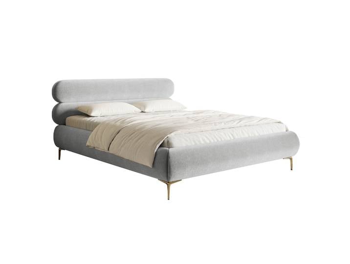 Gepolstertes Bett 160x200 cm Roule hellgrauer Velours,